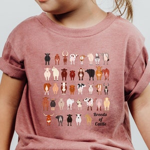 Toddler Cow Breed Shirt Toddler Cow Shirt Cattle Shirt Kids Cow Shirt Toddler Farm Shirt Toddler Girl Cow Shirt Types of Cow Shirt Girl Boy