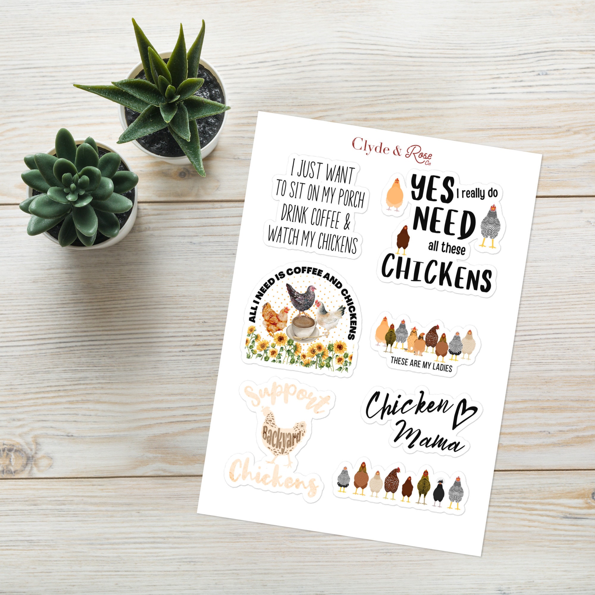 Chicken Sticker Sheet Chicken Stickers Crazy Chicken Lady Chicken Gifts ...