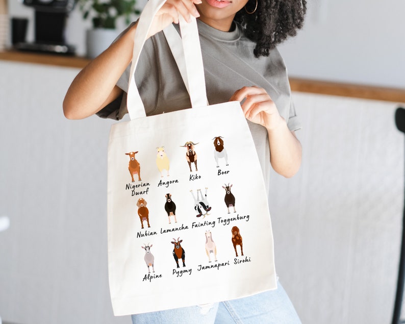 Goat Breeds Tote Bag Goat Gifts Goat Tote Bag Goat Bag Goat Etsy