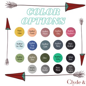 Pode incluir: Tabela de op&ccedil;&otilde;es de cor com 16 amostras de cores diferentes. As cores incluem: Amarelo milho, Heather Peach, Heather Mauve, Heather Clay, Heather Raspberry, Heather Ice Blue, Heather True Royal, Heather Slate, Heather Navy, Black Heather, Heather Green, Heather Olive, Olive, Heather Kelly, Vintage Black, Heather atl&eacute;tico, Heather profundo, Black Blend, Dark Grey Heather.