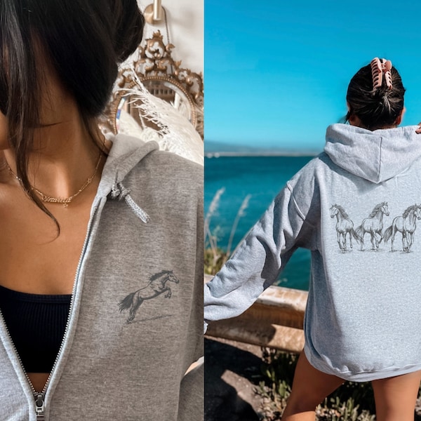 Horse Zip Up Hoodie Horses Full Zip Hoodie Horse Sweatshirt Horse Full Zip Hoodie Women Zip Up Jacket Horse Gifts Horse Gift Horse Lover