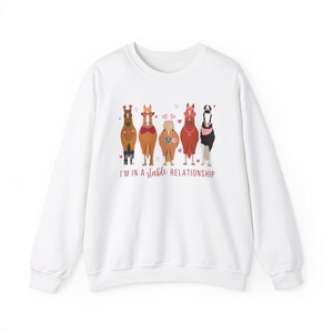 Valentines Day Horse Sweatshirt Horse Sweater for Women Horse Gifts Horse Shirt Equestrian Valentine Horse Crewneck Lover Gift Sweat Shirts White