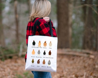 Chicken Breeds Tote Bag Chicken Bag Chicken Gifts Chicken Tote Bag Chicken Tote Animal Tote Bag Farmers Market Bag Library Tote Bag Chickens