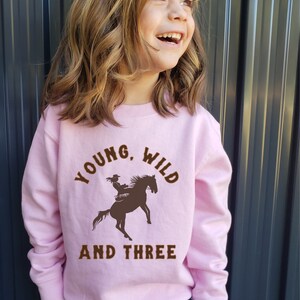 Young, Wild, and Three Birthday Shirt Western Graphic Tee Western Toddler Shirt Toddler Horse Shirt Kids Horse Shirt Cowgirl Shirt Rodeo