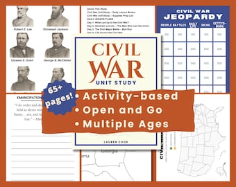 Unidad de estudio de la Guerra Civil, Historia, Material imprimible para educación en el hogar, Juegos, Unidades de estudio, Actividades, Descarga digital, Identificación, Hoja de trabajo para padres