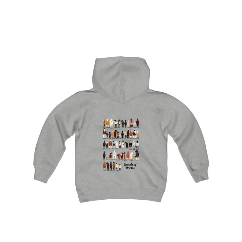 Youth Breeds of Horses Hoodie, Horse Sweatshirt, Horse Gifts, Horse Shirt, Horse Gift, Horse Lover Gift, Horse Girl, Horse Rider Gift, Sport Grey