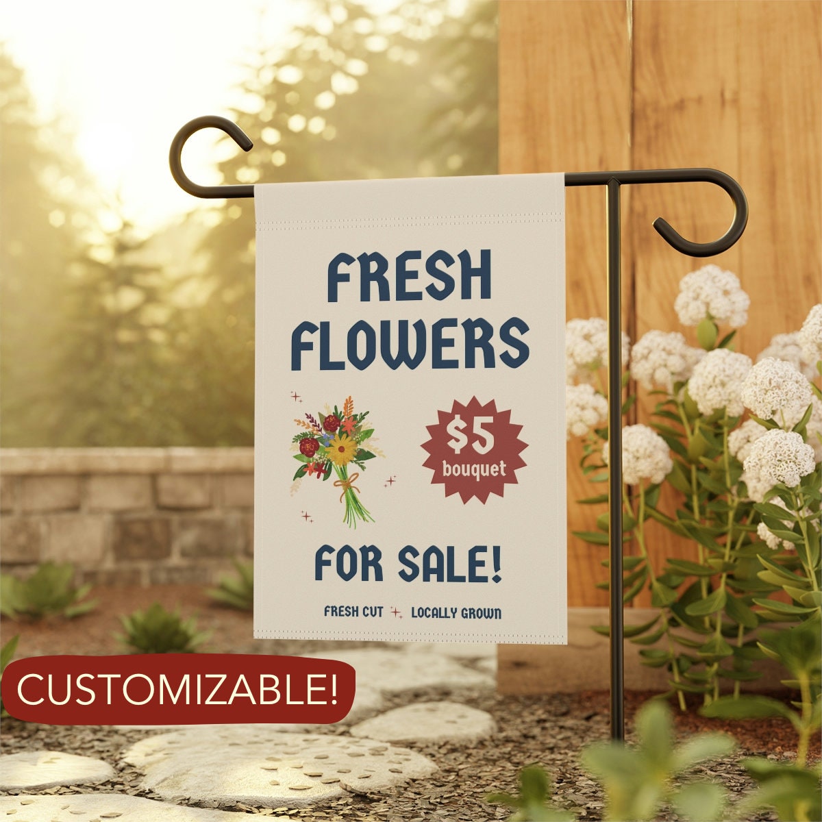 Fresh Flower Market Sign, Modern Farmhouse Decor, Large Canvas