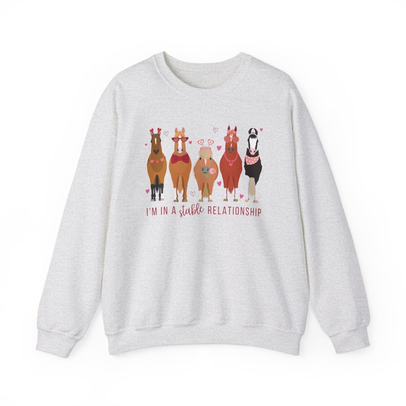 Valentines Day Horse Sweatshirt Horse Sweater for Women Horse Gifts Horse Shirt Equestrian Valentine Horse Crewneck Lover Gift Sweat Shirts Ash