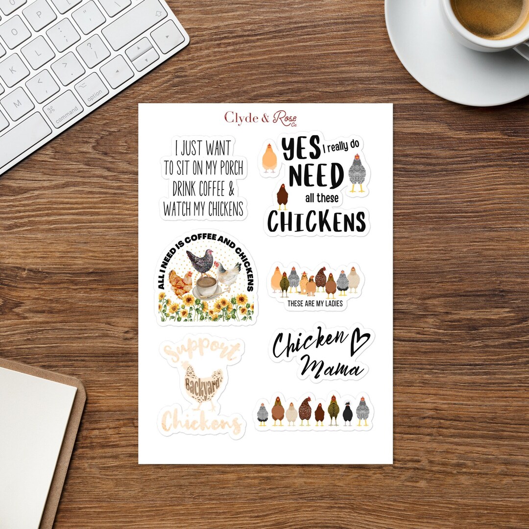 Chicken Sticker Sheet Chicken Stickers Crazy Chicken Lady Chicken Gifts ...
