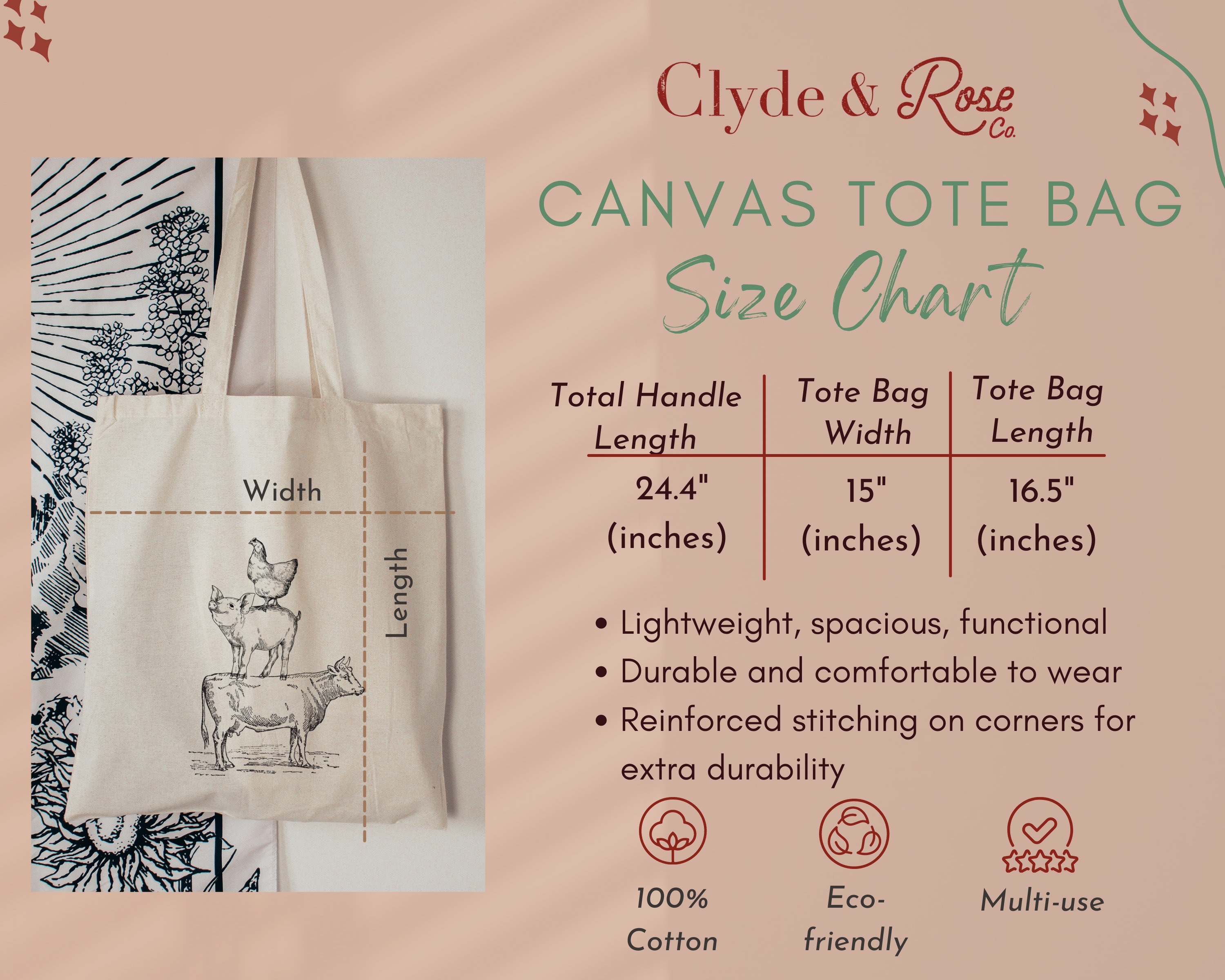 Horse Lovers Christmas Tote Bag - Reusable Grocery Bag With Horse Design, 15x13 Inch - View #4