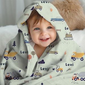 Custom Truck Blanket Construction Personalized Blanket Customizable Blanket Kid Name Blanket Baby Name Blanket Custom Baby Blanket Baby Boy