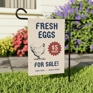 Eggs for Sale Sign Fresh Egg Sign Flag Farm Fresh Eggs Sign Chicken Sign Chicken Gifts Chicken Gift Homestead Gifts Eggs for Sale Farm Eggs