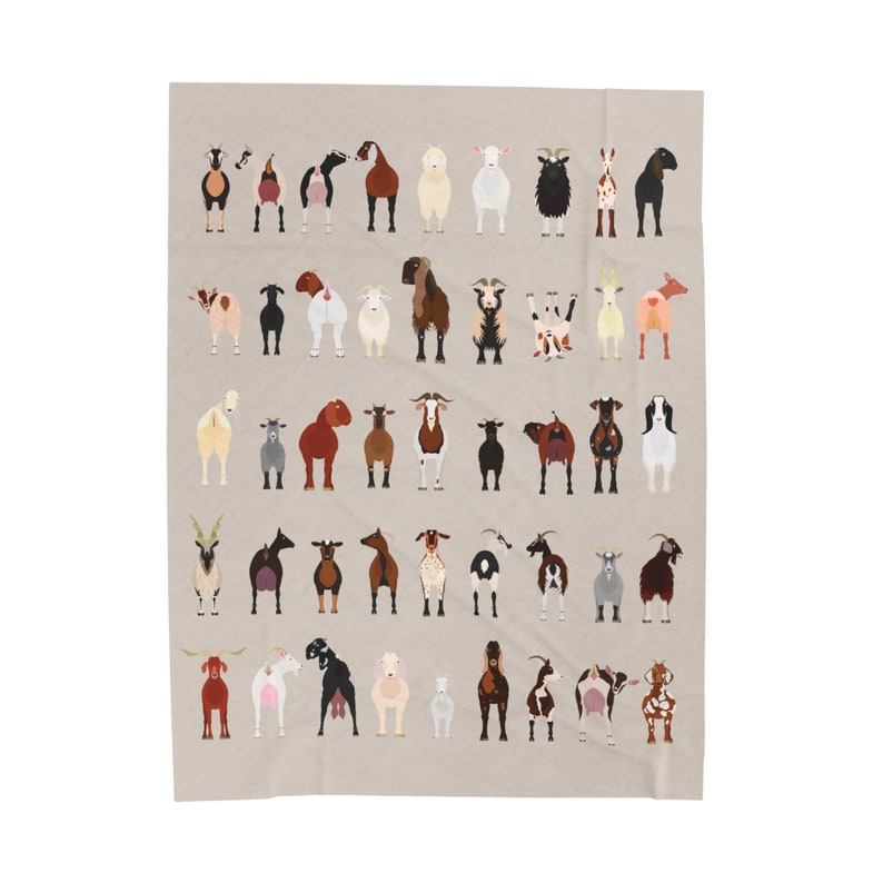 Goat Blanket Breeds of Goats Gifts Goat Themed Gifts Throw Baby Blanket Nursery Crib Lover Western Nubian Lamancha Boer Cute Farm Homestead Cream