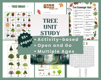 Trees Unit Study Homeschool Printables Games Unit Studies Activities Digital Download Leaf Identification Parent Tree Study Nature Worksheet