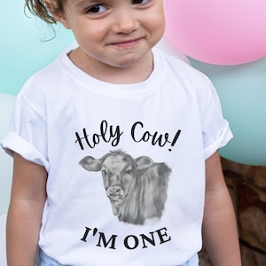 Holy Cow Im One Birthday Shirt, Cow Birthday, Farm Birthday, First Birthday Girl, First Birthday Shirt, Girl Farm Birthday, Birthday Outfit