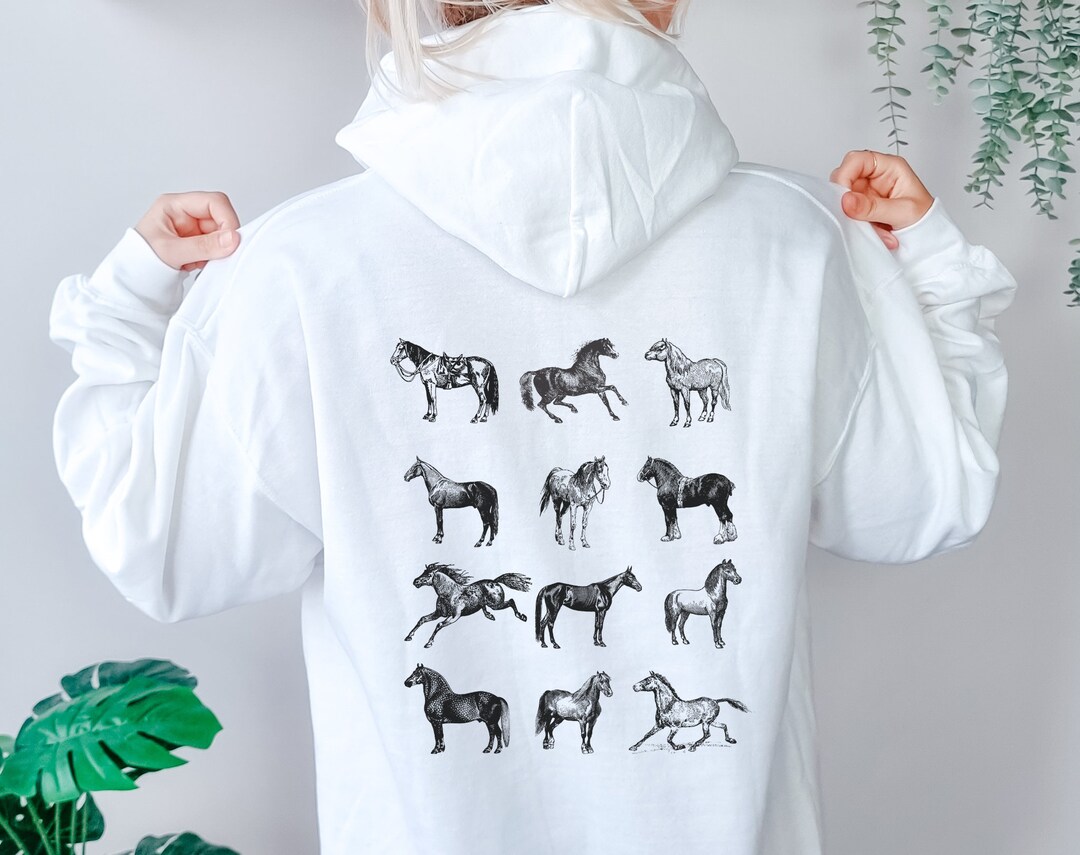Horse Zip up Hoodie Horses Full Zip Hoodie Horse Sweatshirt Etsy