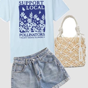 Plant Native Flowers Gardening Shirt Local Pollinators Support Local Garden Gifts Gardener T-Shirt Plant Lover Homestead Gift Botanical image 3