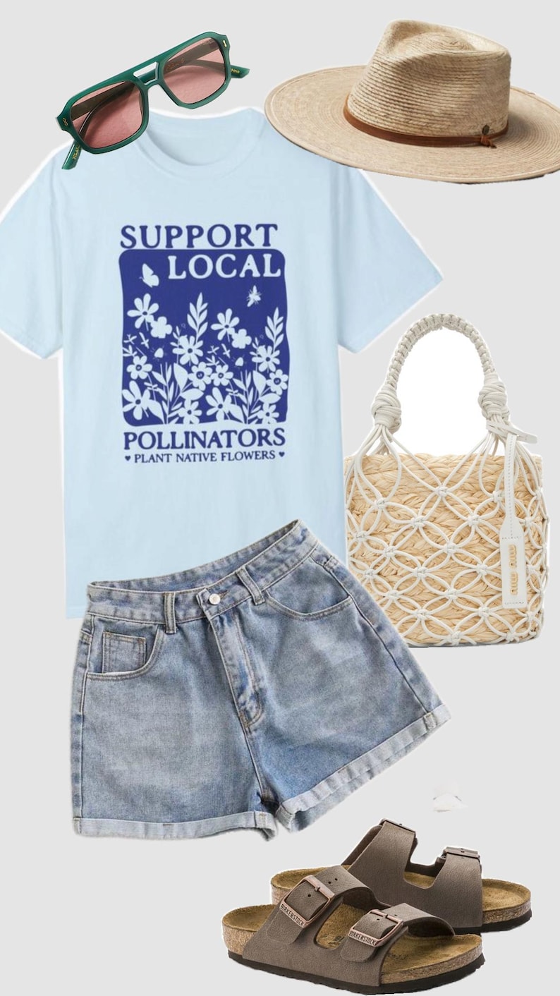 Plant Native Flowers Gardening Shirt Local Pollinators Support Local Garden Gifts Gardener T-Shirt Plant Lover Homestead Gift Botanical image 3