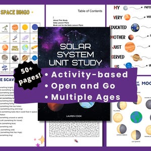 Solar System Unit Study Homeschool Space Printables Space Flashcards Moon Outer Space Games Unit Studies Activities Digital Download Parent