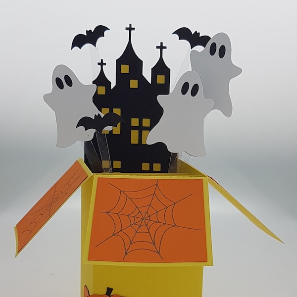 Halloween Pop Up Box Card - SVG Cutting File - Trick or Treat Box Card -3D Halloween Box Card