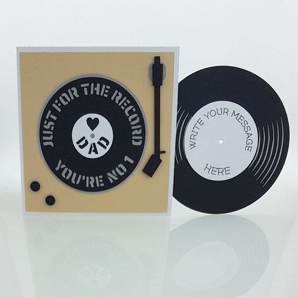 3d Record Player svg Card - Vinyl Turntable Player Card svg cut file - Album Sleeve Card - Includes FREE 6" x 6" Deep Envelope Cut File