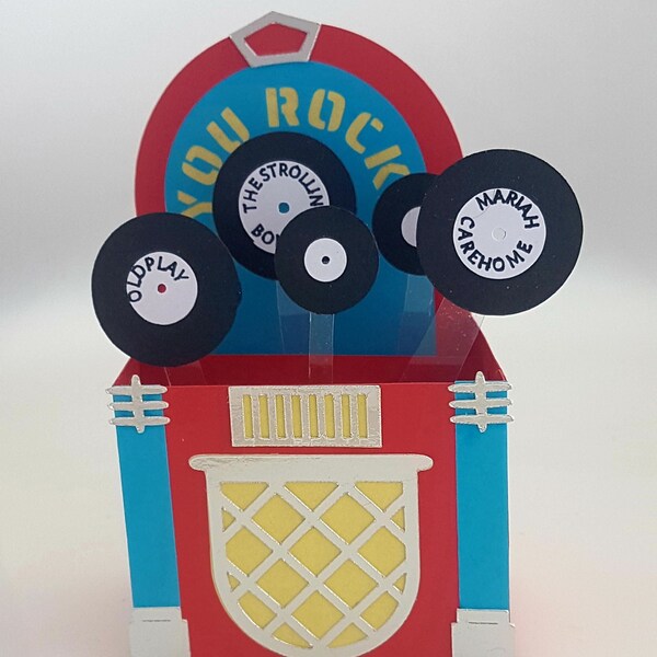 Jukebox Pop Up 3D Karte - SVG Schneidedatei für Cricut, Silhouette und Brother Scan n Cut