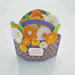 Flower Pop Up Basket Card SVG Cutting File - Inclusief gratis doos - Moederdag - Verjaardag - Beterschap - Gelukkige verjaardag