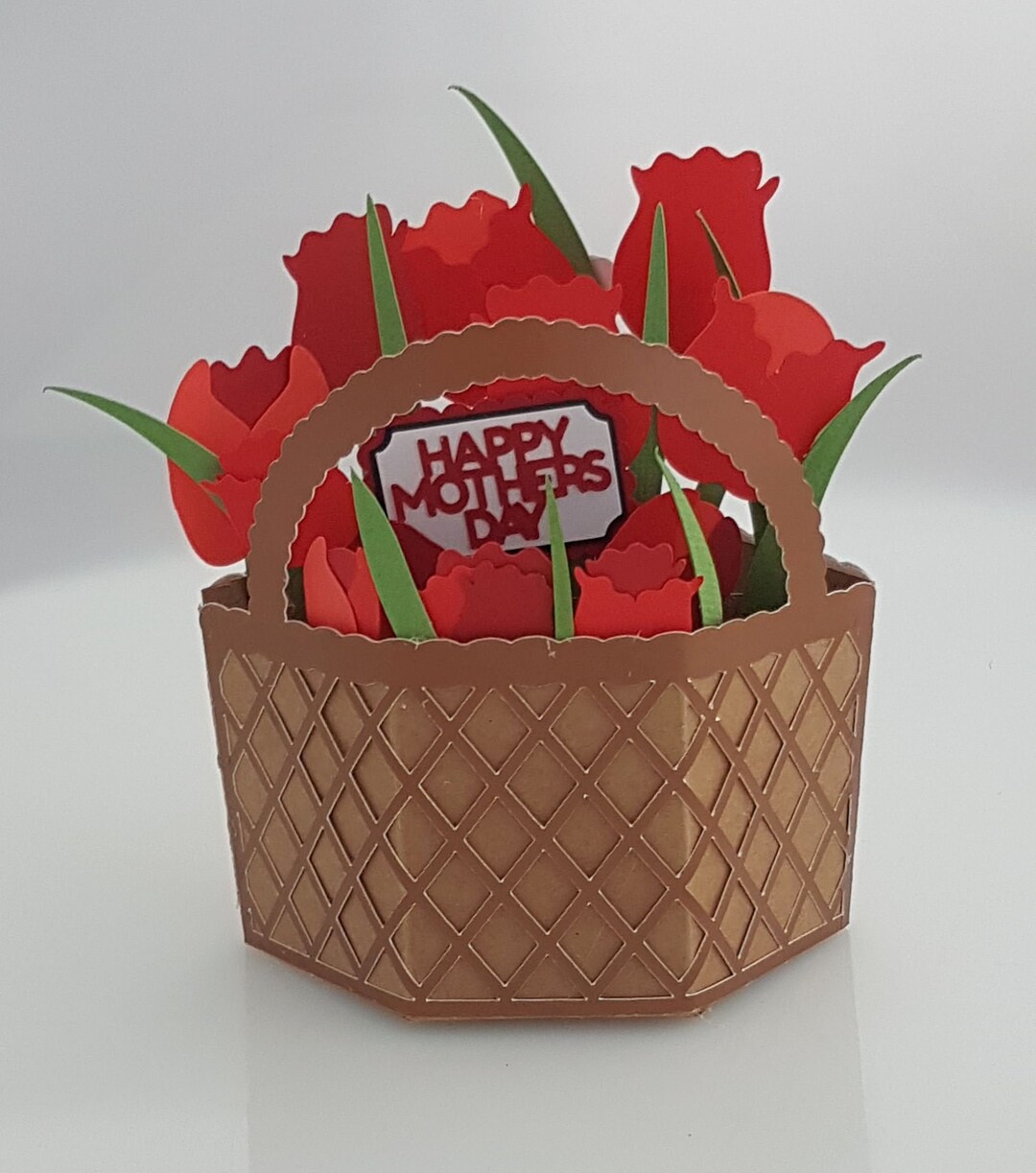 SVG 3d Pop up Mothers Day Tulip Basket Card SVG 3d Pop up Easter Basket