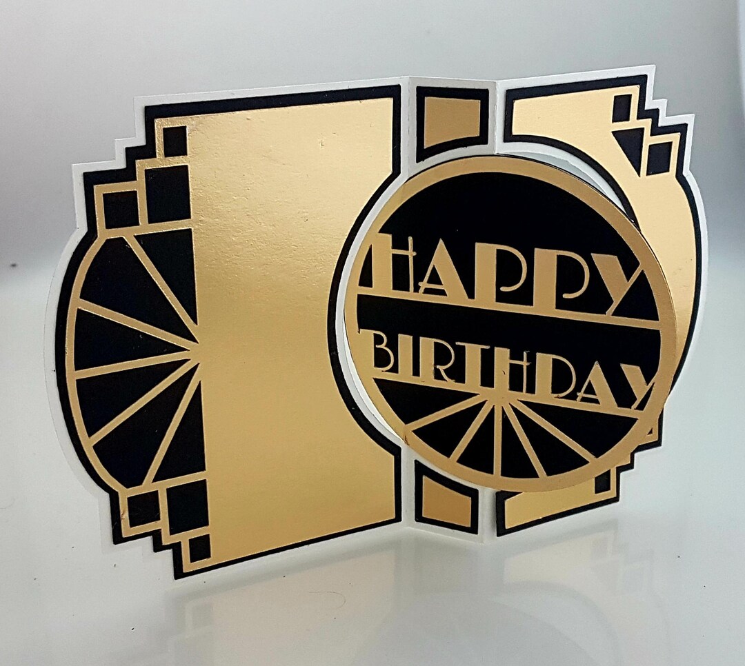 Art Deco Happy Birthday Card SVG Cutting File Etsy