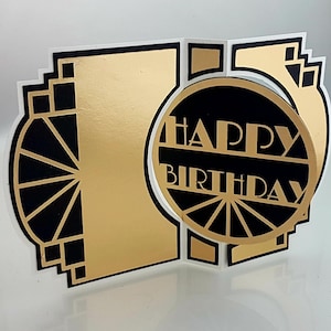 Art Deco Happy Birthday kaart SVG snijden-bestand