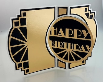 Art Deco Happy Birthday Card SVG Cutting File