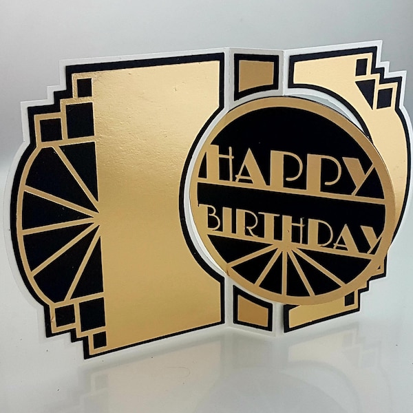 Art Deco Happy Birthday Card SVG Cutting File