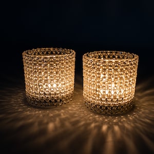 Handmade Crystal Candle holder (Set of 2) for Boho Home Décor. Centrepiece, Home Accent Tea Light Holder Birthday Wedding Housewarming Gift