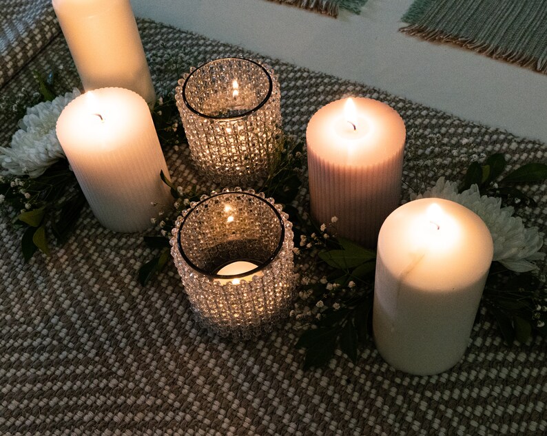 Handmade Crystal Candle holder Set of 2 for Boho Home Décor. Centrepiece, Home Accent Tea Light Holder Birthday Wedding Housewarming Gift image 10