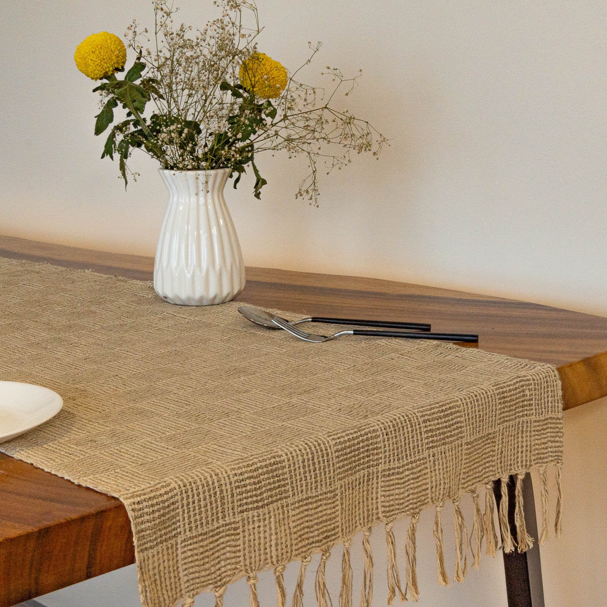 Handmade handwoven textured cotton linen table runner Etsy