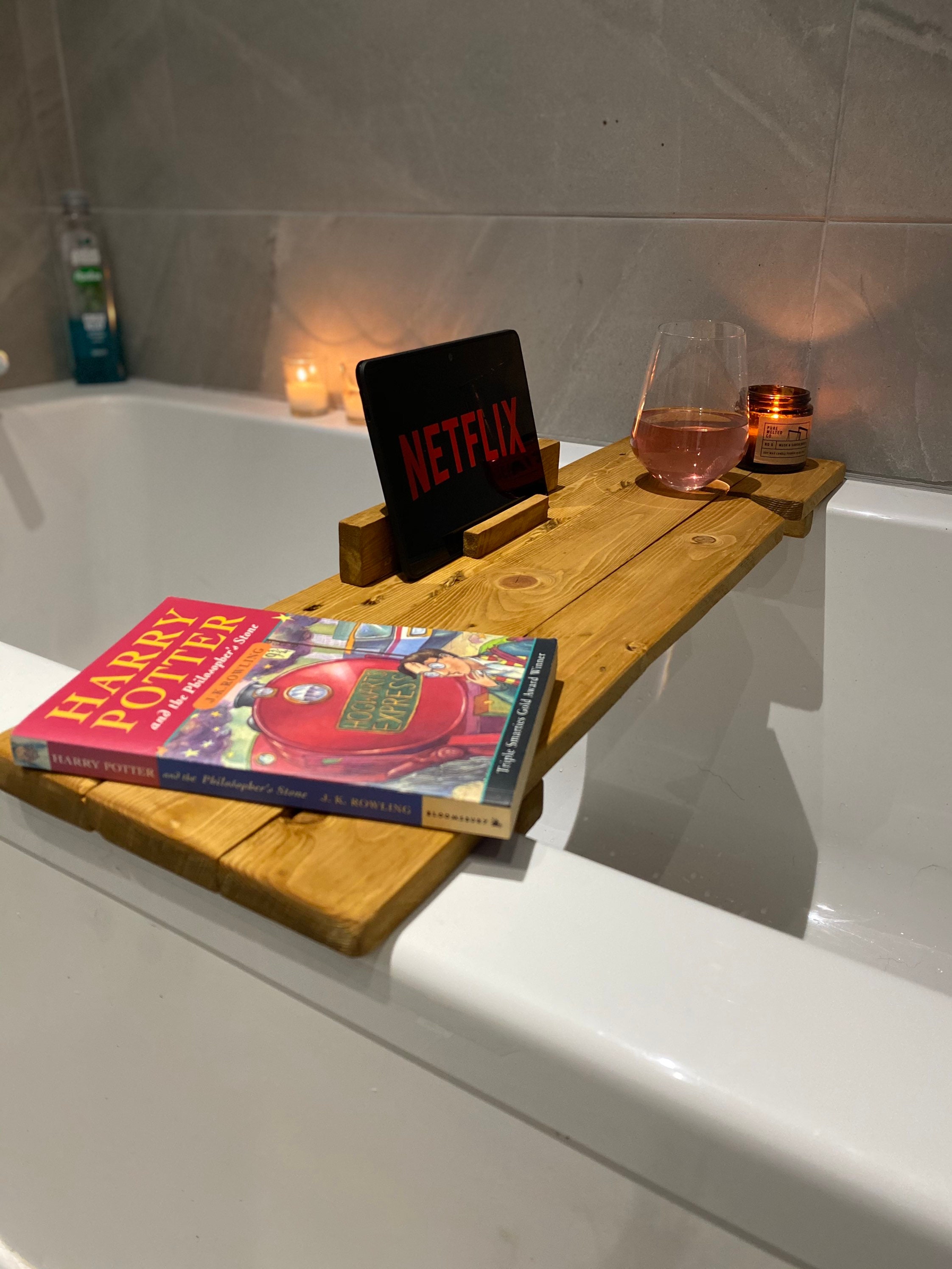 Broad Rustic Bath Tray Etsy UK