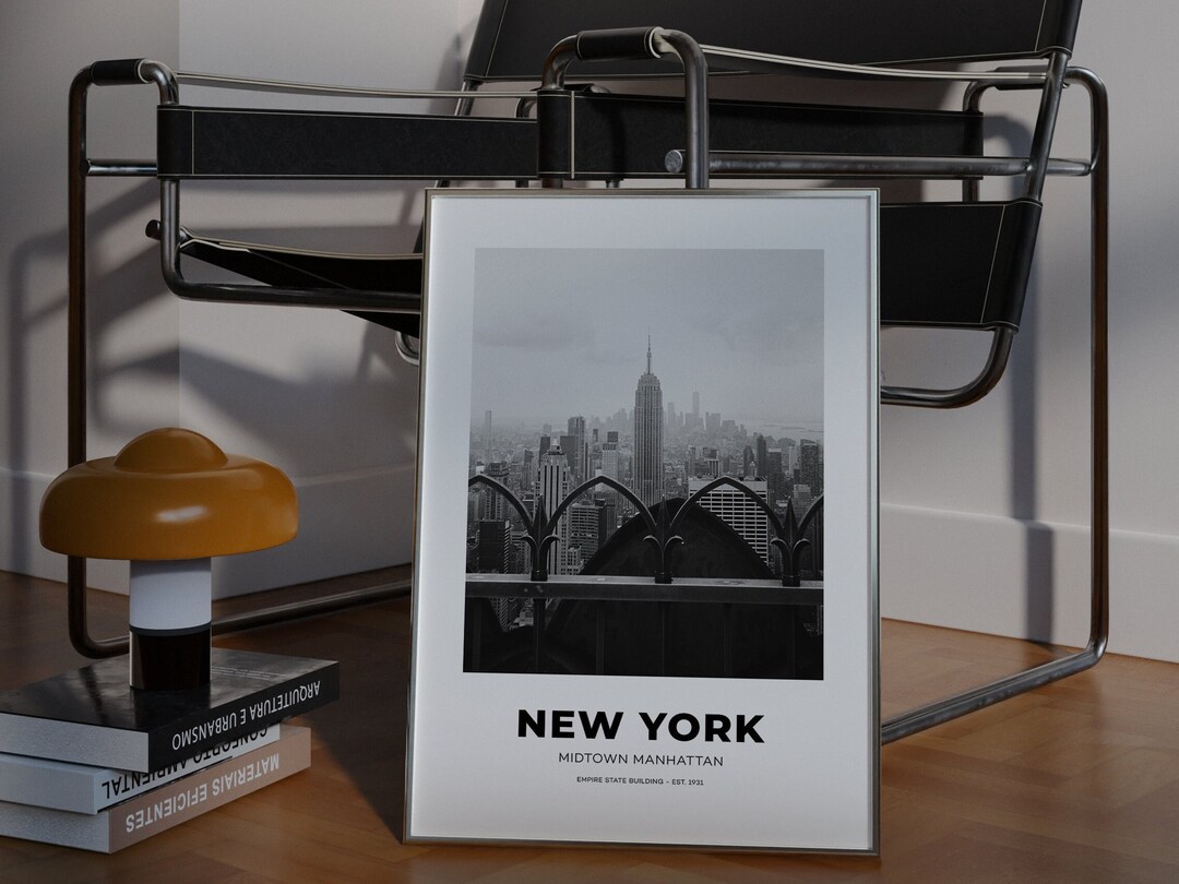 New York Empire State Building Printable Wall Art, Black and White ...