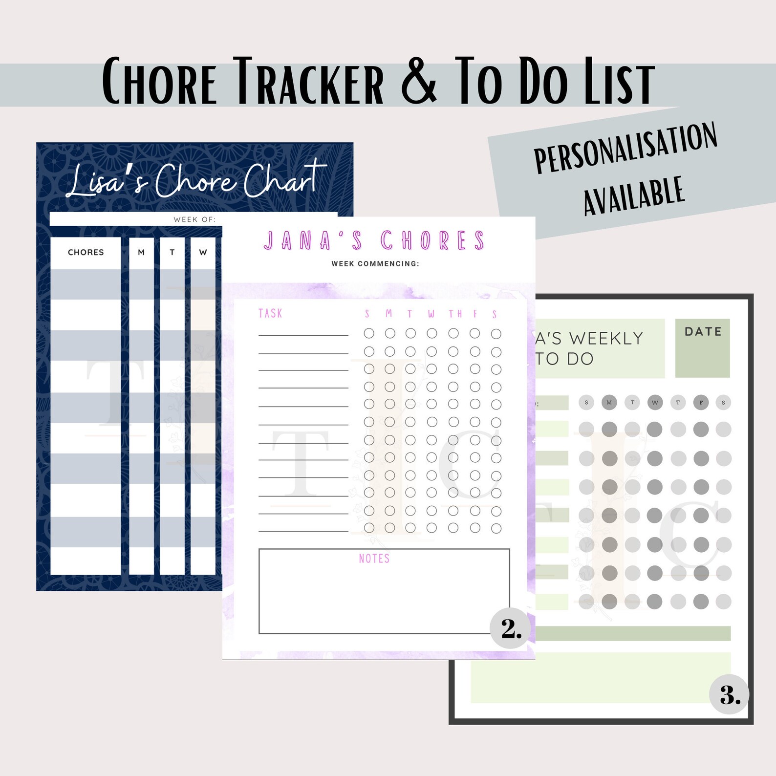 Chore Tracker to Do List Digital Download Print Printable Organisation