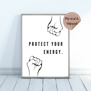 Proteja su cotización de afirmación de energía / Arte de pared / Mentalidad de impresión positiva / Descarga instantánea / Póster imprimible