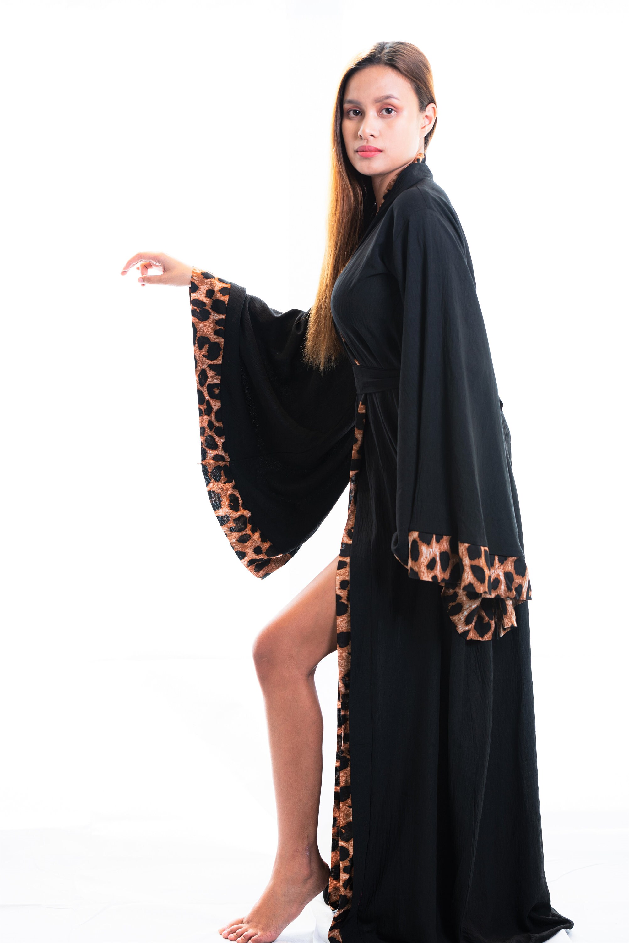 Kaily Black Cotton Kimono CUSTOM MADE Kimono Dressing Gown Etsy