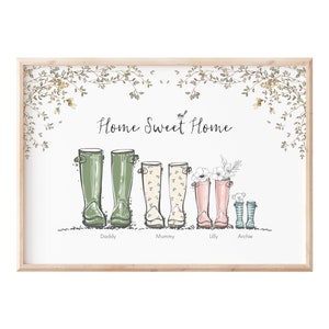 Benutzerdefinierte Familie Gummistiefel, Pastell Farbe Gummistiefel, personalisierte Familie Gummistiefel, neues Zuhause Geschenk, personalisierte Weihnachtsgeschenk, Gummistiefel, KOSTENLOSE GESCHENKVERPACKUNG