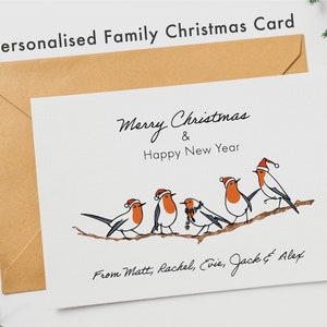 Gepersonaliseerde Kerst Familie Kerstkaart, Aangepaste Robin Kerstkaart, Robin Familie kaart, Vrolijk Kerstfeest, Gelukkig Nieuwjaar
