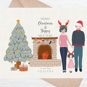 Cartão de Natal personalizado, retrato de família de Natal personalizado, cartão de visitas impresso de alta qualidade, retrato de família personalizado, cartões de férias