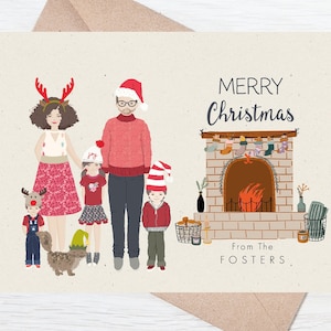 Retrato de família de natal personalizado, retrato de família de natal personalizado, cartão de natal impresso de alta qualidade, retrato de família personalizado
