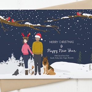 Retrato personalizado da família do cartão de Natal, cartão de Natal personalizado, cartão personalizado, retrato de Natal da família imprimível, impressões de Natal