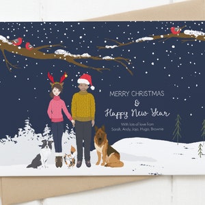 Retrato familiar de Navidad personalizado, Retrato de familia de Navidad personalizado, Tarjeta de Navidad impresa de alta calidad, Retrato de familia personalizado