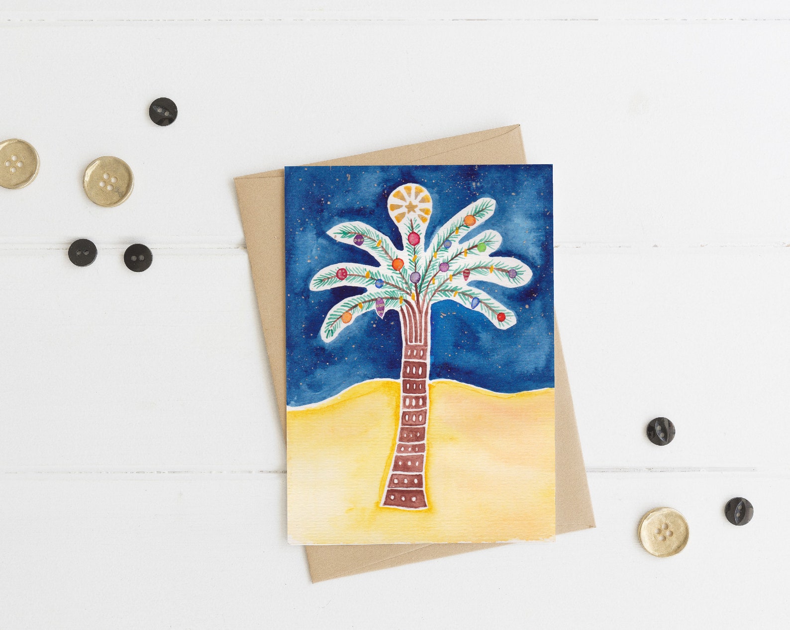 Christmas Card Christmas in the desert palm tree Christmas | Etsy