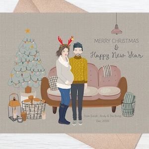 Cartão de Natal personalizado, retrato de família de Natal personalizado, cartão de visitas impresso de alta qualidade, retrato de família personalizado, cartões de férias
