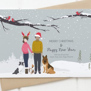 Custom Christmas Card Family Portrait, Personalised Christmas Card, Personalized Card, Printable Family Xmas Portrait, Christmas Prints