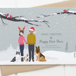 Custom Christmas Card Family Portrait, Personalised Christmas Card, Personalized Card, Printable Family Xmas Portrait, Christmas Prints